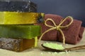 Soap bars with green scented salt