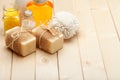 Soap, bath salt and essential oil Royalty Free Stock Photo