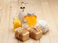 Soap, bath salt and essential spa oil Royalty Free Stock Photo