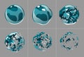 Soap bubble animation. Ball chemical or water spherical figure. Round burst explosion sprite sheet effect. Game or Royalty Free Stock Photo