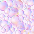 Soap bubble background with transparency in realistic style. Rainbow sphere wallpaper. Vector illustration.. Vector Illustration