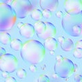 Soap bubble background with transparency in realistic style. Rainbow sphere wallpaper. Vector illustration.. Vector Illustration