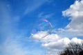 Soap bubble on blue sky background