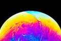 Soap bubble close up macro abstraction and planet imitation. Abstract background with colorful gradient colors