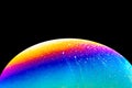 Soap bubble close up macro abstraction and planet imitation. Abstract background with colorful gradient colors