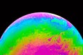 Soap bubble close up macro psychedelic abstraction and planet imitation. Abstract background with colorful gradient rainbow colors