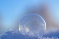 a soap bubble in the cold. patterns from the cold. winter. Royalty Free Stock Photo
