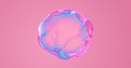 Soap bubble with color gradient on iridescent pink background. Water drop or soap bubble with chromatic distorted abstract shape Royalty Free Stock Photo