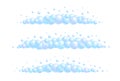 Soap bubble divider set. Horizontal foam decoration element. Blue suds cloud border collection. Vector
