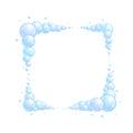 Soap bubble frame. Foam boarder. Blue suds divider and separator. Square decoration elements. Vector Royalty Free Stock Photo