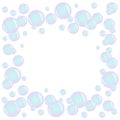 Soap bubble frame in neon colors on a white background with copy space, vector Royalty Free Stock Photo