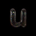 Soap bubble letter U - Small 3d transparent font - Dream, childhood or fragility concept