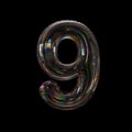 Soap bubble number 9 - 3d transparent digit - Dream, childhood or fragility concept