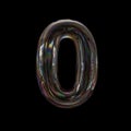 Soap bubble number 0 - 3d transparent digit - Dream, childhood or fragility concept