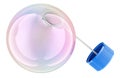 Soap Bubble with bubble wand, 3D rendering Royalty Free Stock Photo