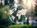 soap bubble with world map on blurred backgrounds Royalty Free Stock Photo
