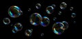 Soap bubbles against a black backdrop - 3D illustration