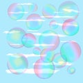 Soap bubbles against blue sky Royalty Free Stock Photo