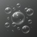 Soap bubbles. Aqua spheres blowing air foam bubble shampoo soap transparent bubbling shiny bubbly 3d isolated vector