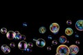 Soap bubbles on black background