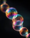 Soap Bubbles Capturing Light and Color in a Mesmerizing Display of a Dark Background Royalty Free Stock Photo