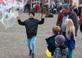 Soap bubbles entertainment happy boy