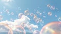 soap bubbles fill the sky in this whimsical and dreamy photograph Royalty Free Stock Photo