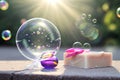 Summer sunlight and soap bubbles Royalty Free Stock Photo