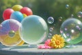 Summer sunlight and soap bubbles Royalty Free Stock Photo