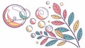 Soap Bubbles and Floral Branch, Whimsical Vector, vector design Generative AI Royalty Free Stock Photo
