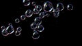 Soap Bubbles Fly Up and Burst on a Black Background. Beautiful Seamless Looped 3d Animation Ultra HD 4K 3840x2160