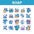 Soap Bubbles And Foam Collection Icons Set Vector