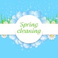 Soap bubbles frame. Spring cleaning concept. Vector