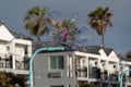 Soap bubbles in front of a hotel at Pacific Beach near Crystal Pier, San Diego Royalty Free Stock Photo