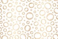 Soap bubbles gold seamless pattern. Cleaning concept. Water background. Handdrawn texture. Design wallpapers for prints bodycare,