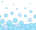 Soap bubbles pattern. Repeated horizontal foam decoration. Soap bubbles wallpaper. Vector