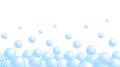 Soap bubbles pattern. Repeated horizontal foam decoration. Soap bubbles wallpaper. Vector