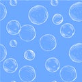 Soap bubbles pattern, white on blue stock vector illustration