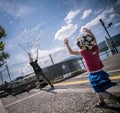 Soap bubbles at the pier in Zurich