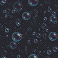 Soap bubbles seamless background. Abstract floating shampoo, bath lather pattern. Royalty Free Stock Photo