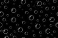 Soap bubbles seamless pattern. White line texture on black background. Water and bubble seamless pattern. Illustration for clean,