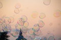 Soap bubbles soar in the air. Beautiful evening sunset in Florence. Soap bubbles evening sky. Florence, Italy. Royalty Free Stock Photo