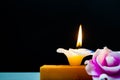 Soap candle. flower shape with black background