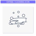 Soap cleaning line icon. Editable illustration