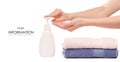 Soap with dispenser towels in hands pattern Royalty Free Stock Photo