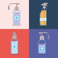 Soap dispensers and alcohol spray bottle with cross vector design