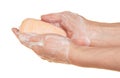 Soap in the female hands Royalty Free Stock Photo