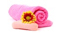 Soap, flower and towel