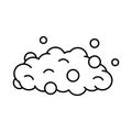 Soap foam cloud with bubbles. Line art icon of washing. Black illustration of cleanser, detergent, shampoo, gel. Contour isolated Royalty Free Stock Photo