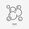 Soap foam line icon, vector pictogram of soapy water. Shower gel illustration, sign for hygiene poster